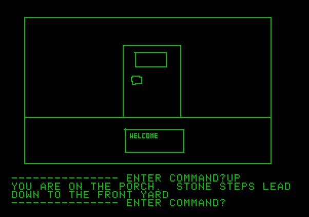Hi-Res Adventure #1: Mystery House Apple II Screenshot: The front door to the house...