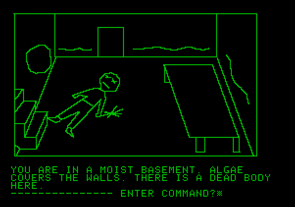 Hi-Res Adventure #1: Mystery House Apple II Screenshot: In the basement...