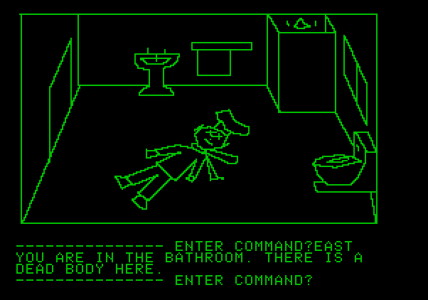 Hi-Res Adventure #1: Mystery House Apple II Screenshot: Here's our next victim...