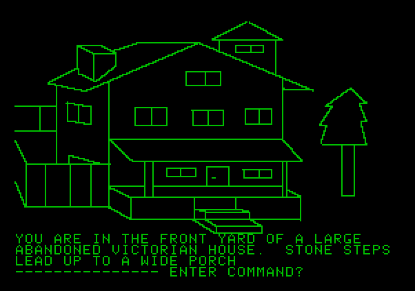 Hi-Res Adventure #1: Mystery House Apple II Screenshot: Game start.