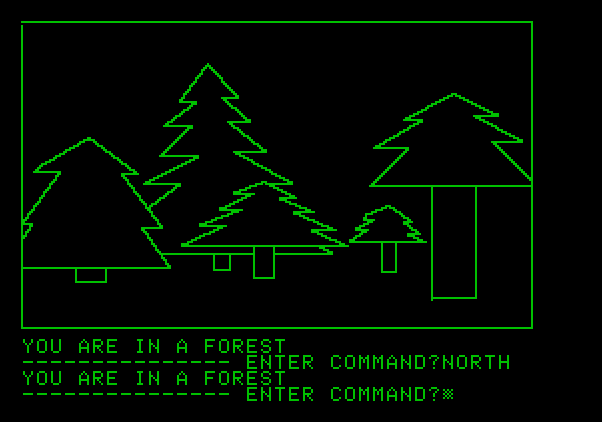 Hi-Res Adventure #1: Mystery House Apple II Screenshot: Lost in the forest...