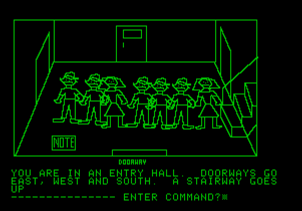 Hi-Res Adventure #1: Mystery House Apple II Screenshot: The entry hall.
