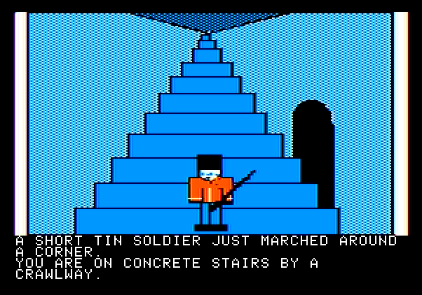 Hi-Res Adventure #3: Cranston Manor Apple II Screenshot: This tin soldier is deadly, be careful!