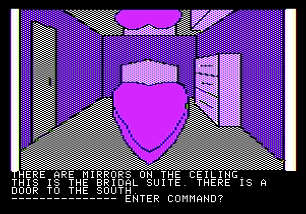Hi-Res Adventure #3: Cranston Manor Apple II Screenshot: This is the bridal suite, I should search it...