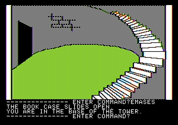 Hi-Res Adventure #3: Cranston Manor Apple II Screenshot: Let's see where this staircase leads...