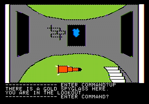 Hi-Res Adventure #3: Cranston Manor Apple II Screenshot: A spyglass! Something else useful to take...