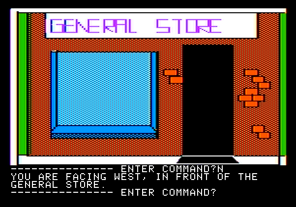 Hi-Res Adventure #3: Cranston Manor Apple II Screenshot: Hmm, it's a general store...
