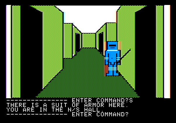 Hi-Res Adventure #3: Cranston Manor Apple II Screenshot: In the hallway; there's lots of rooms to explore next!