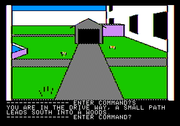 Hi-Res Adventure #3: Cranston Manor Apple II Screenshot: Wandering around outside.