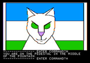 Hi-Res Adventure #3: Cranston Manor for Apple II - Close up view of the cat fountain...