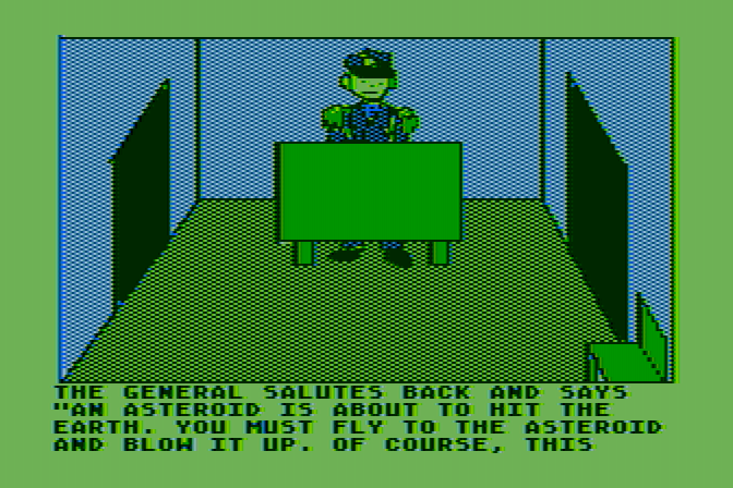 Hi-Res Adventure #0: Mission Asteroid Atari 8-bit Screenshot: Your mission, should you choose to accept it...
