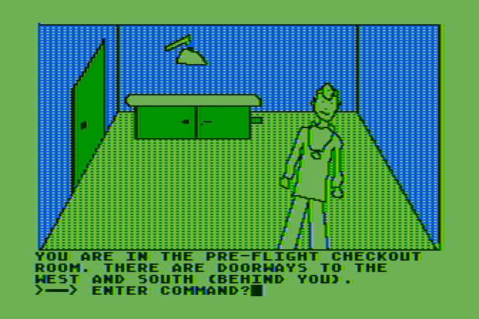 Hi-Res Adventure #0: Mission Asteroid Atari 8-bit Screenshot: Time for a pre-flight checkout!