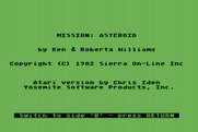 Hi-Res Adventure #0: Mission Asteroid for Atari 8-bit - Title screen (Sierra On-Line release).