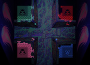 Warlords for Arcade - Bricks in the castles slowly being destroyed...