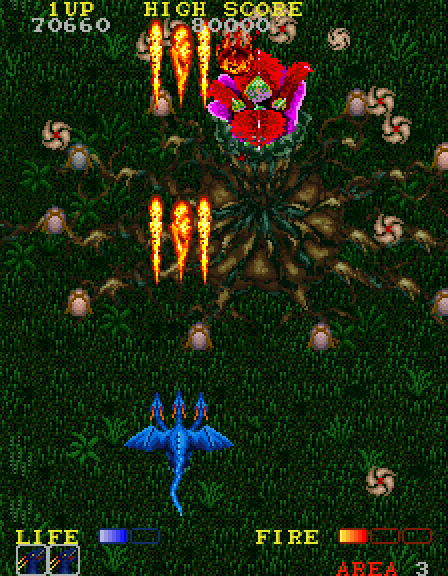 Dragon Spirit Arcade Screenshot: Area 3 end of level boss.