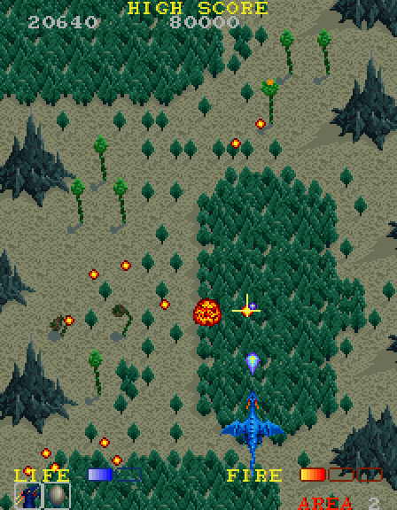 Dragon Spirit Arcade Screenshot: Start of Area 2.
