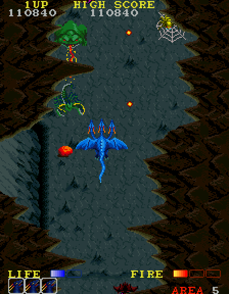 Dragon Spirit Arcade Screenshot: Giant frog attack!