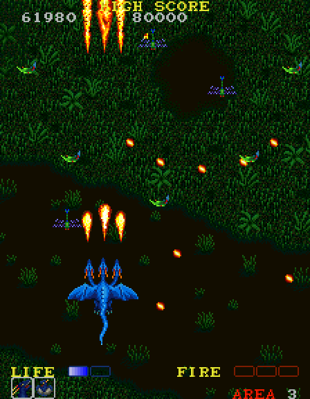 Dragon Spirit Arcade Screenshot: Lots of small, annoying insects appear here...