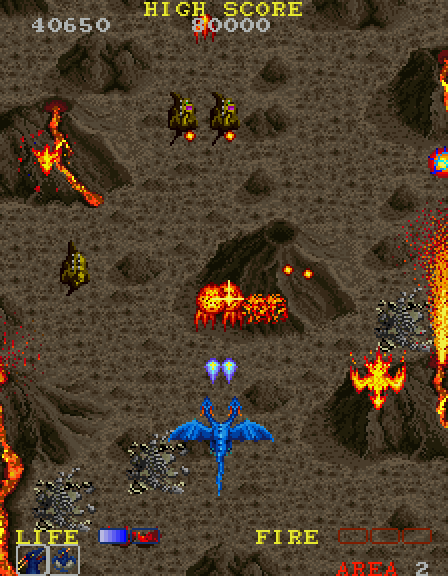 Dragon Spirit Arcade Screenshot: Fire area continued...