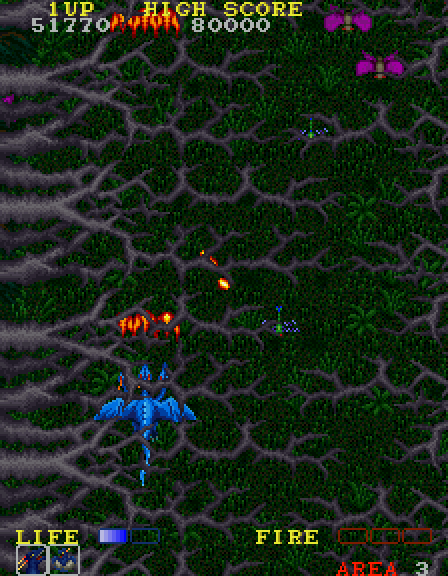 Dragon Spirit Arcade Screenshot: Moving on to Area 3.