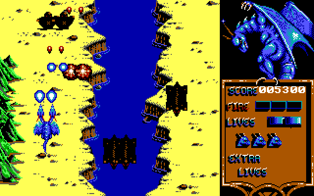 Dragon Spirit IBM PC/Compatibles Screenshot: Various opponents attacking!