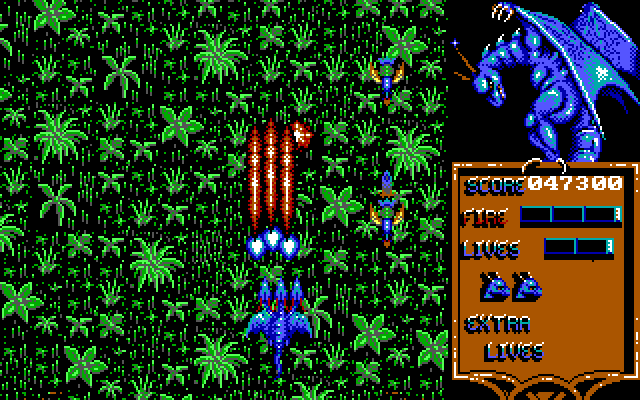 Dragon Spirit IBM PC/Compatibles Screenshot: Entering the jungle.