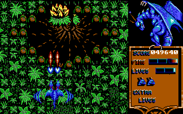 Dragon Spirit IBM PC/Compatibles Screenshot: A giant plant!