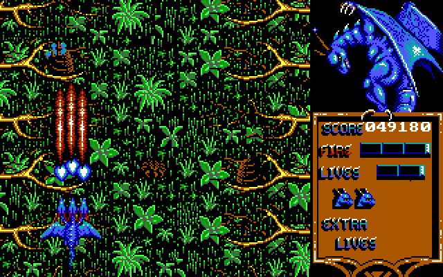 Dragon Spirit IBM PC/Compatibles Screenshot: Various insects appear in the jungle.