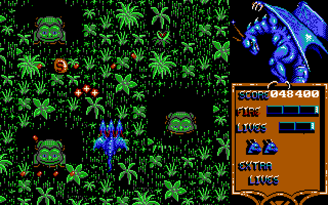 Dragon Spirit IBM PC/Compatibles Screenshot: Strange creatures pop up to attack...
