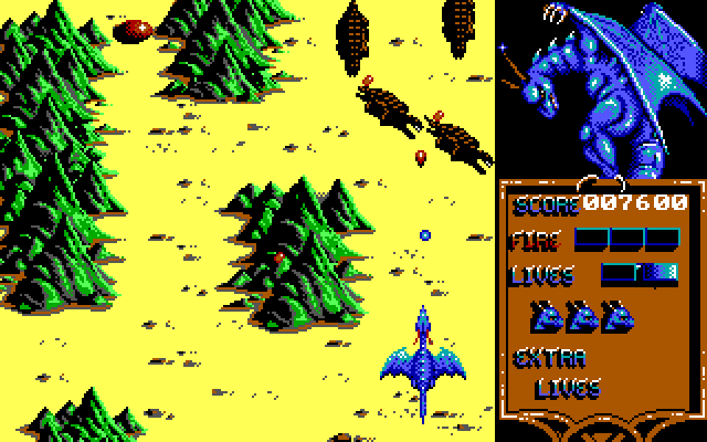Dragon Spirit IBM PC/Compatibles Screenshot: Watch out for these ground targets...