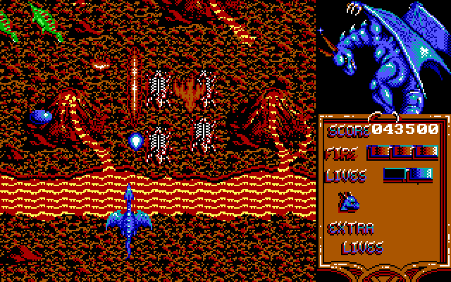Dragon Spirit IBM PC/Compatibles Screenshot: Lots of dangerous creatures appear here.