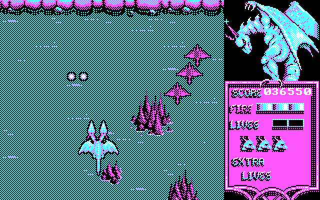 Dragon Spirit IBM PC/Compatibles Screenshot: Enemy formation appears at the start of level 2...