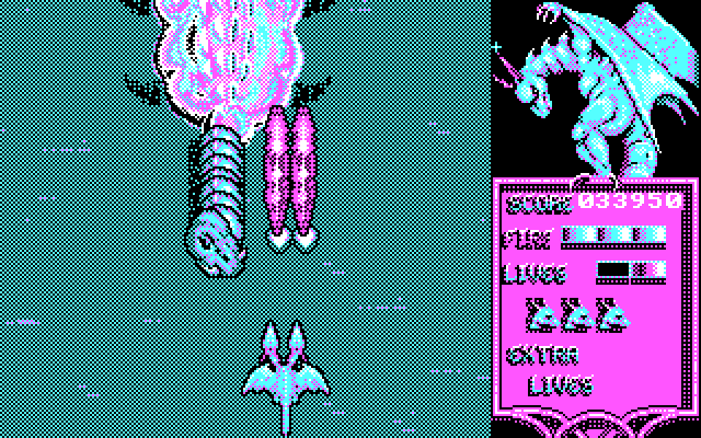 Dragon Spirit IBM PC/Compatibles Screenshot: The first end of level boss.