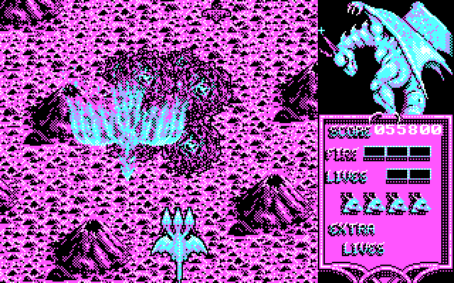 Dragon Spirit IBM PC/Compatibles Screenshot: A phoenix attacks!
