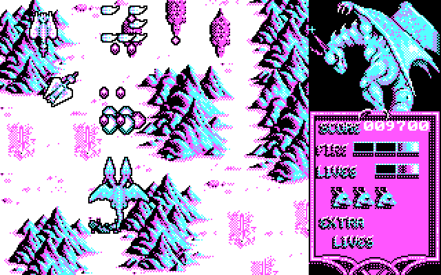 Dragon Spirit IBM PC/Compatibles Screenshot: Shooting opponents...