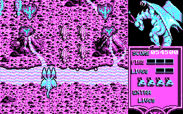 Dragon Spirit IBM PC/Compatibles Screenshot: Many dangerous creatures appear here...