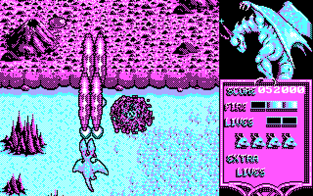 Dragon Spirit IBM PC/Compatibles Screenshot: Shoot or dodge that large thing!