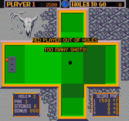 Mini Golf Arcade Screenshot: Too many shots!