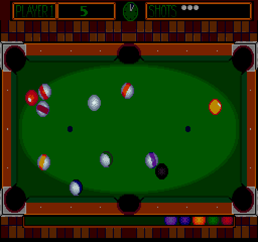 Gimme A Break Arcade Screenshot: Remaining balls scattered around the table...