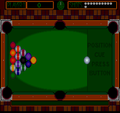 Gimme A Break Arcade Screenshot: Game start; position the cue ball.
