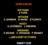 Gimme A Break for Arcade - Game credits.