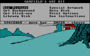 Create with Garfield! (Deluxe Edition) for IBM PC/Compatibles - Use the menus to select backgrounds and other artwork.