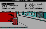 Create with Garfield! (Deluxe Edition) for IBM PC/Compatibles - Once you have a background, put a few stick-ons in the image.
