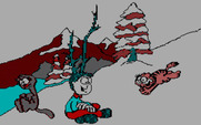 Create with Garfield! (Deluxe Edition) for IBM PC/Compatibles - Building a ski slope image.