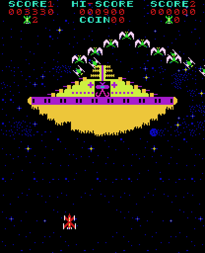 Phoenix Arcade Screenshot: The Phoenix mothership approaches...