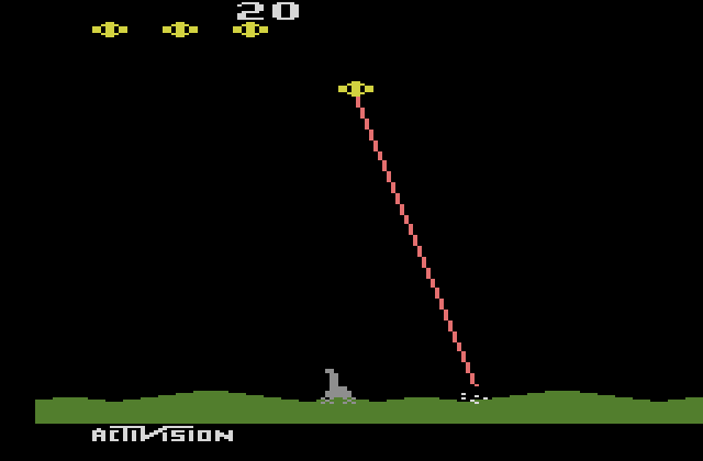 Laser Blast Atari 2600 Screenshot: Blasting an opponent...