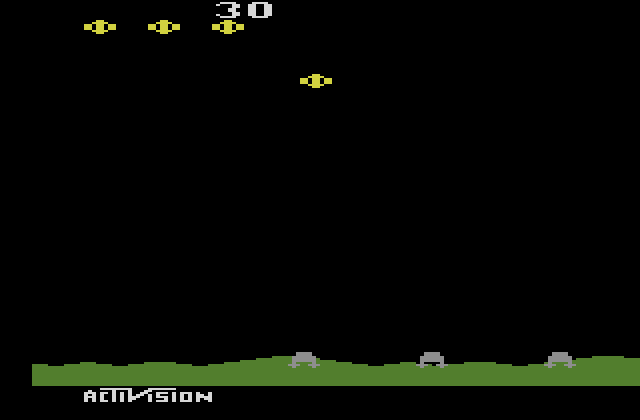 Laser Blast Atari 2600 Screenshot: Moving on to the next set of opponents...