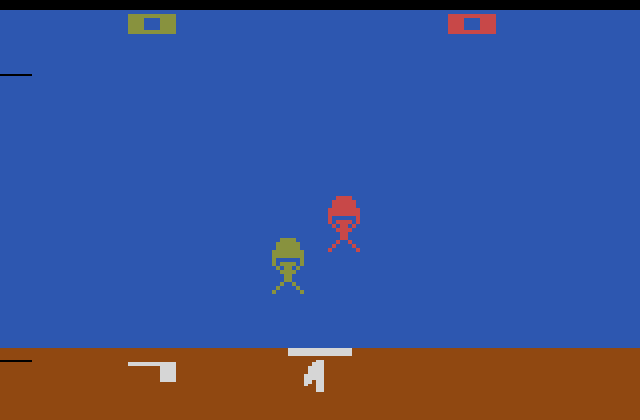 Skydiver Atari 2600 Screenshot: About to land on a target...
