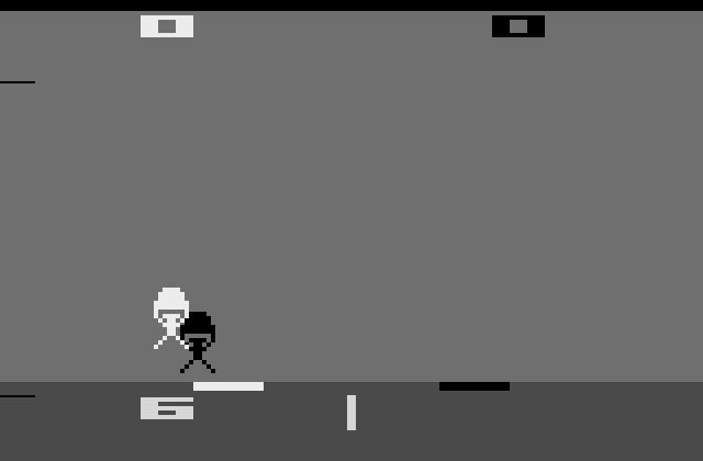 Skydiver Atari 2600 Screenshot: Oops, one player is heading to the wrong target...