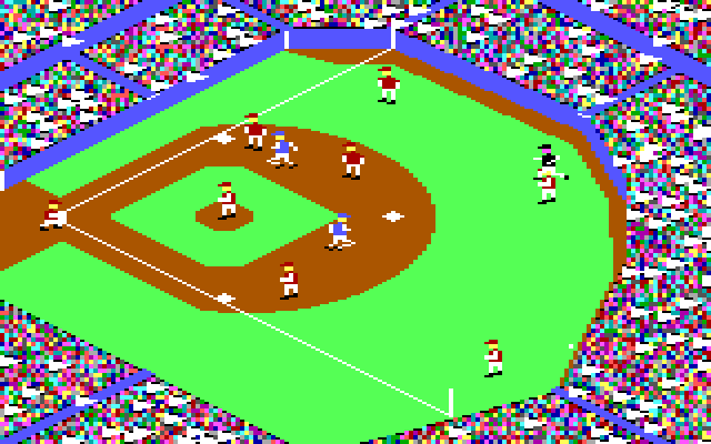 World's Greatest Baseball Game, The IBM PC/Compatibles Screenshot: A hit! Players running...